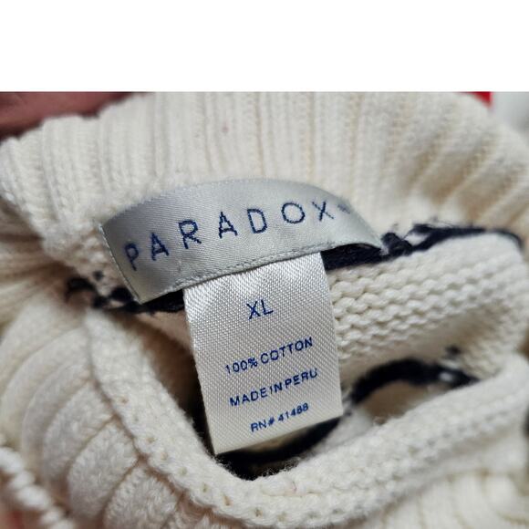 VTG Paradox Snowflake cream red black sweater turtleneck XL - Picture 4 of 4